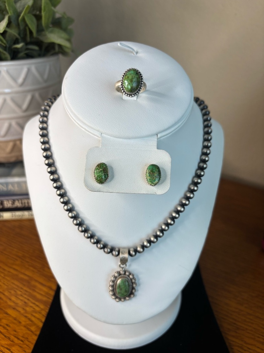 Sterling Silver Sonoran Mountain Turquoise Pendant, Earrings & Ring Set